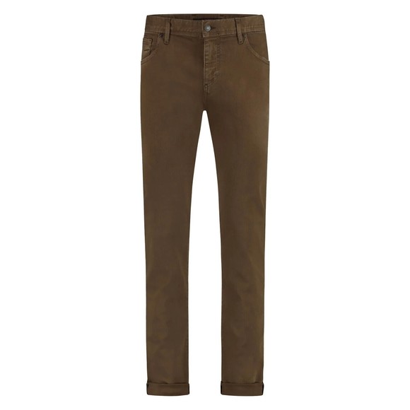 ALBERTO Olive/Brown Wash 'STONE'  Modern Fit Printed Satin Jeans Size 34 - Picture 1 of 11
